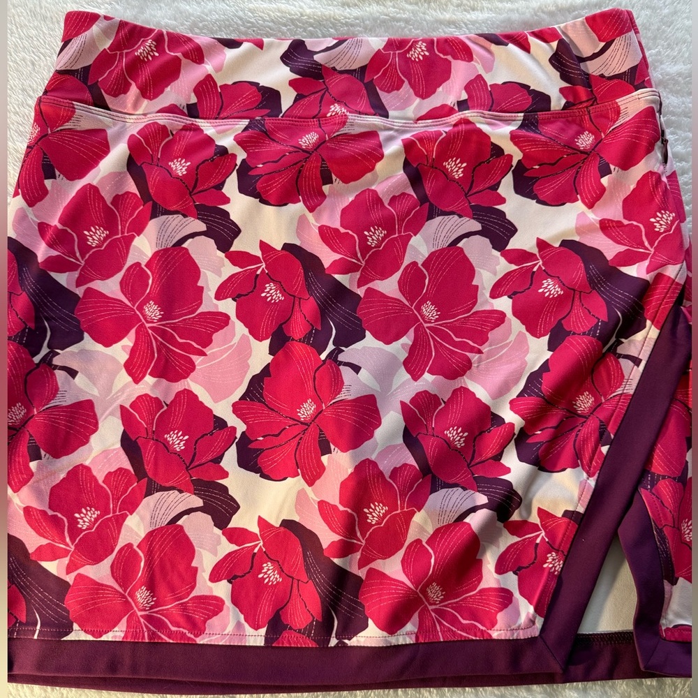 NWT Stella Parker Sport Skort pink/purple floral size L UPF 50 tummy control $79